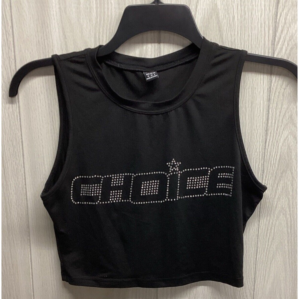 SHEIN Women's (Size M) Sleeveless Crew Neck Crop Top Graphic